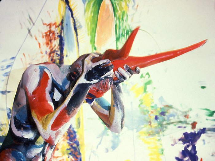 Sinew 26, 1992. Body paint and photo by Fred Hatt.