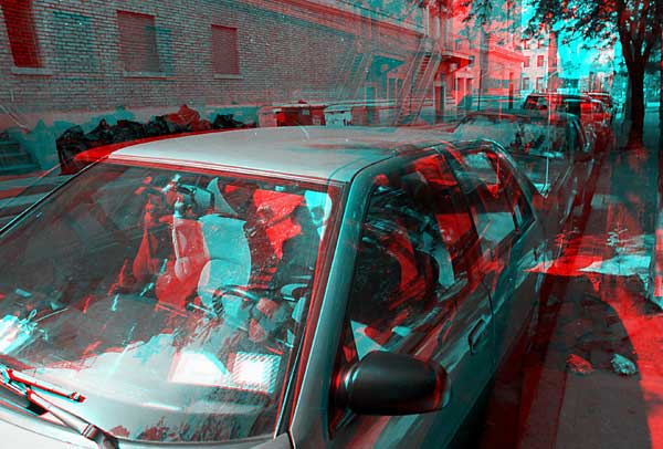 Parked Cars, 1993, stereo photo by Fred Hatt