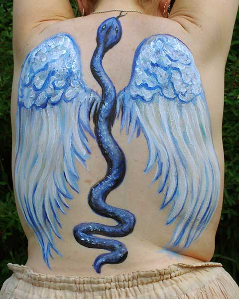 fredhatt-winged-snake Winged Serpent, 2005, bodypaint and photo by Fred Hatt