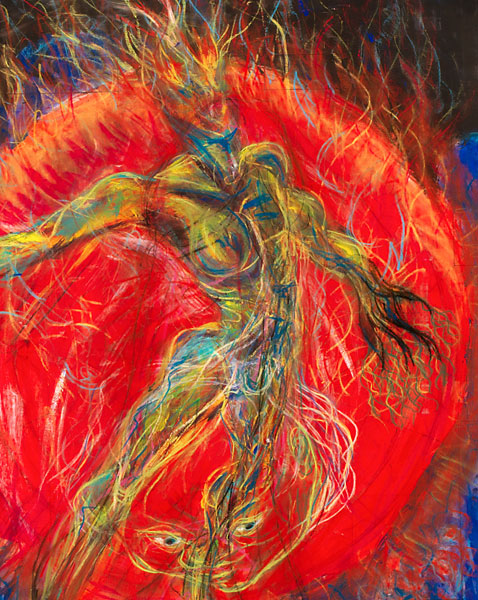 Deity (detail), 1989, painting by Fred Hatt