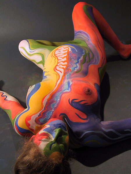 Supine, 2001, bodypaint and photo by Fred Hatt