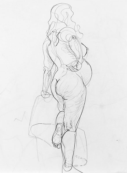 Shifra pregnant pencil sketch 05, 2007, by Fred Hatt