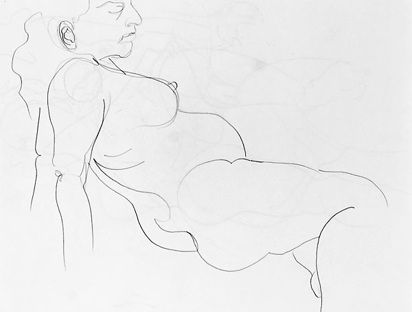 Shifra pregnant pencil sketch 04, 2007, by Fred Hatt