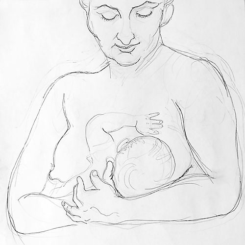 SG and child pencil drawing 5, 2008, by Fred Hatt