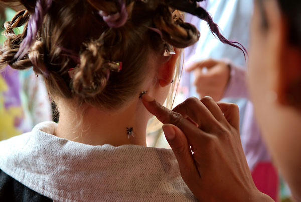 Applying flies, 2009, photo by Fred Hatt