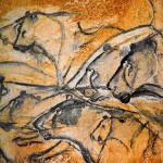 Detail of the Lion Panel of Chauvet Cave, France, c. 30,000 years old, photo from "Dawn of Art: The Chauvet Cave" by Chauvet, Deschamps & Hillaire